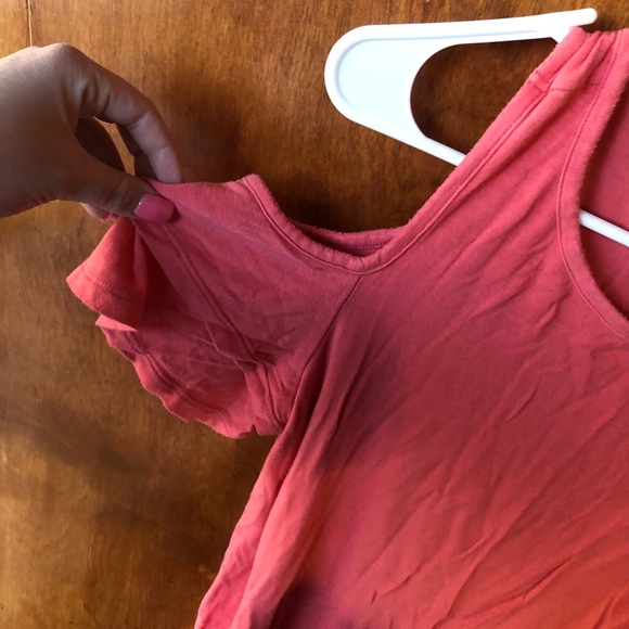 Fluffed Sleeve Cold Shoulder Top - Picture 2 of 3